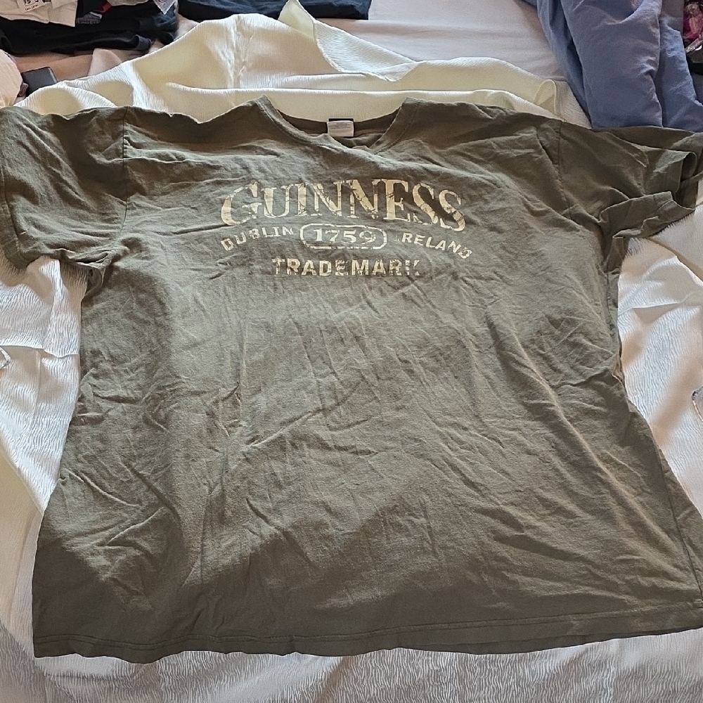 Guinness Olive Green T-Shirt with Gold Logo